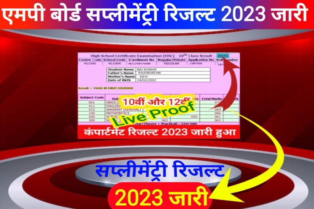 MP Board 10th 12th Download Supplementary Result 2023 Start