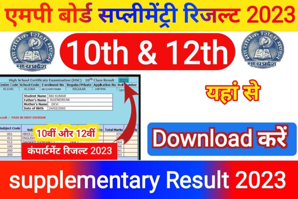 MP Board 10th 12th Supplementary Result Download 2023