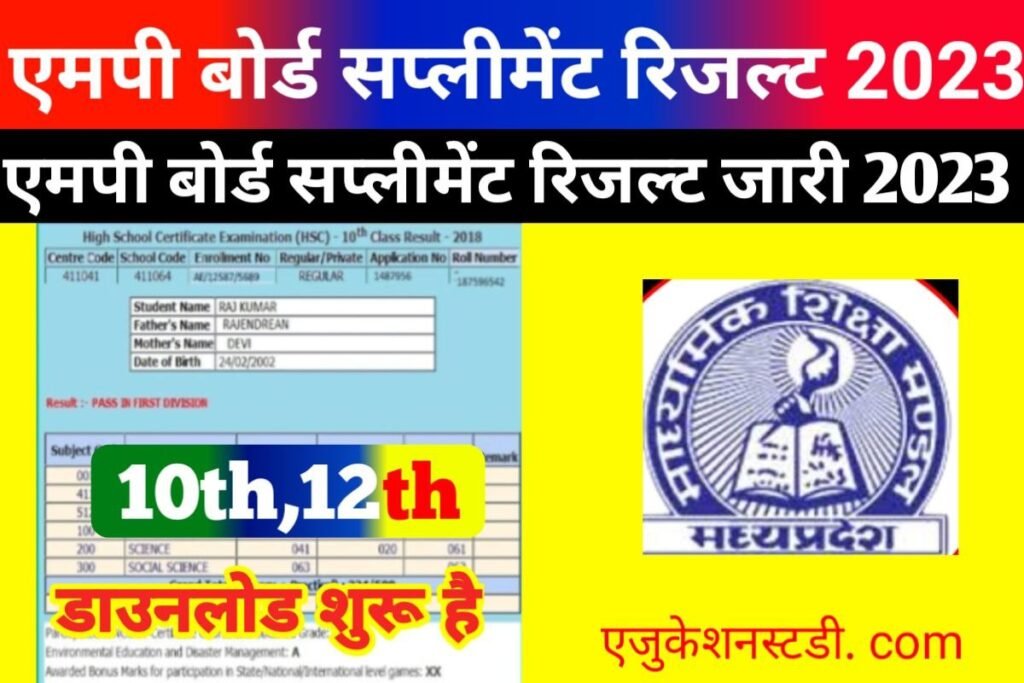 Madhya Pradesh 10th 12th Out Supplementary Result 2023 Link